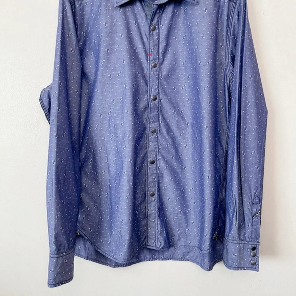 Robert Graham  Mens XL Tailored Fit Botanic Ditsy Blue Button Shirt - Picture 3 of 14